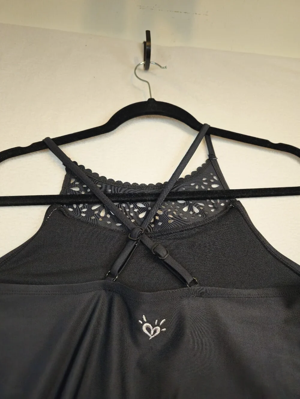 Justice  Black‎ High-Neck One-Piece Swimsuit with Laser-Cut Detail Girls Size 16
